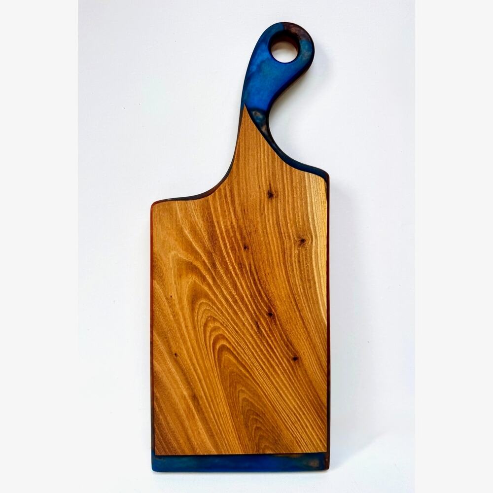 Z Branches Handmade Wood and Blue Resin Charcuterie Board